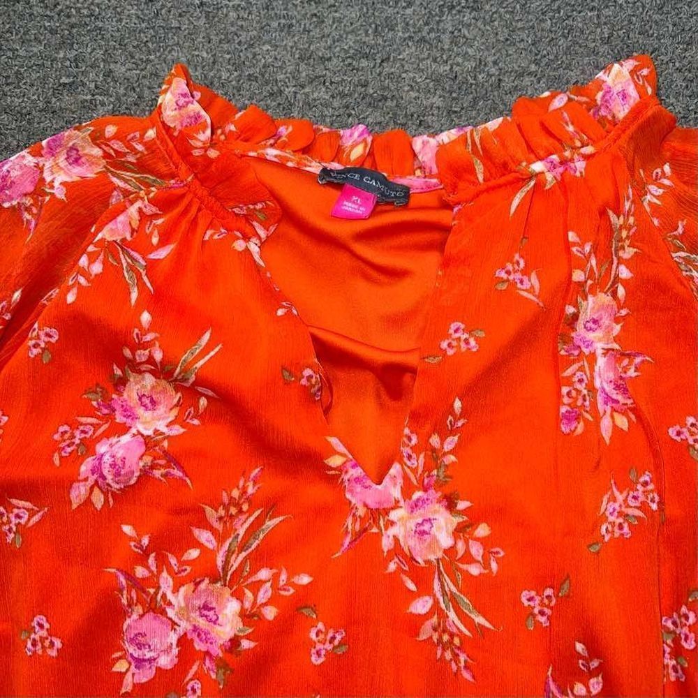 Vince Camuto Floral V Neck Long Marie Sleeves Layered Knee High Dress Size XL - Picture 6 of 11